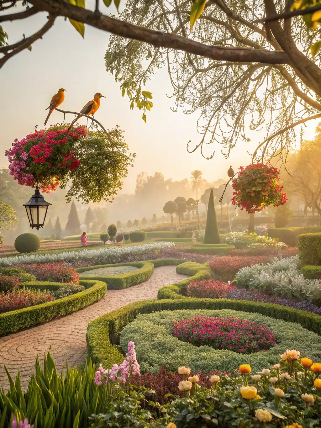 A vibrant and colorful garden designed and maintained by Barry & Fall Paysagement et Entretien, demonstrating their garden design capabilities.
